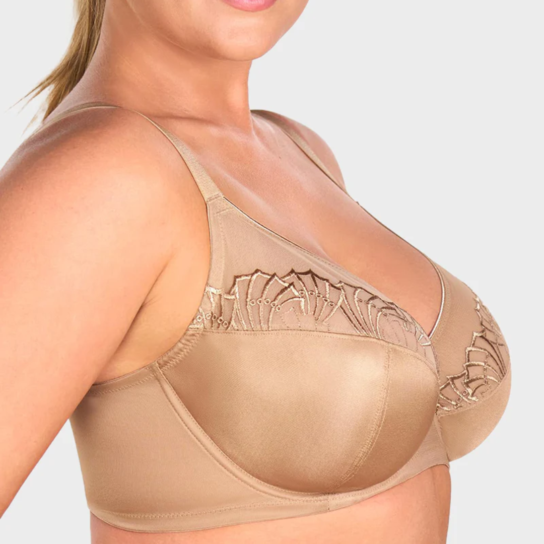 Plus-Size Pearl Shimmer Lace Minimizer Bra