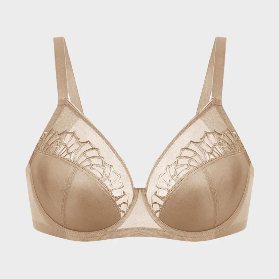 Plus-Size Pearl Shimmer Lace Minimizer Bra