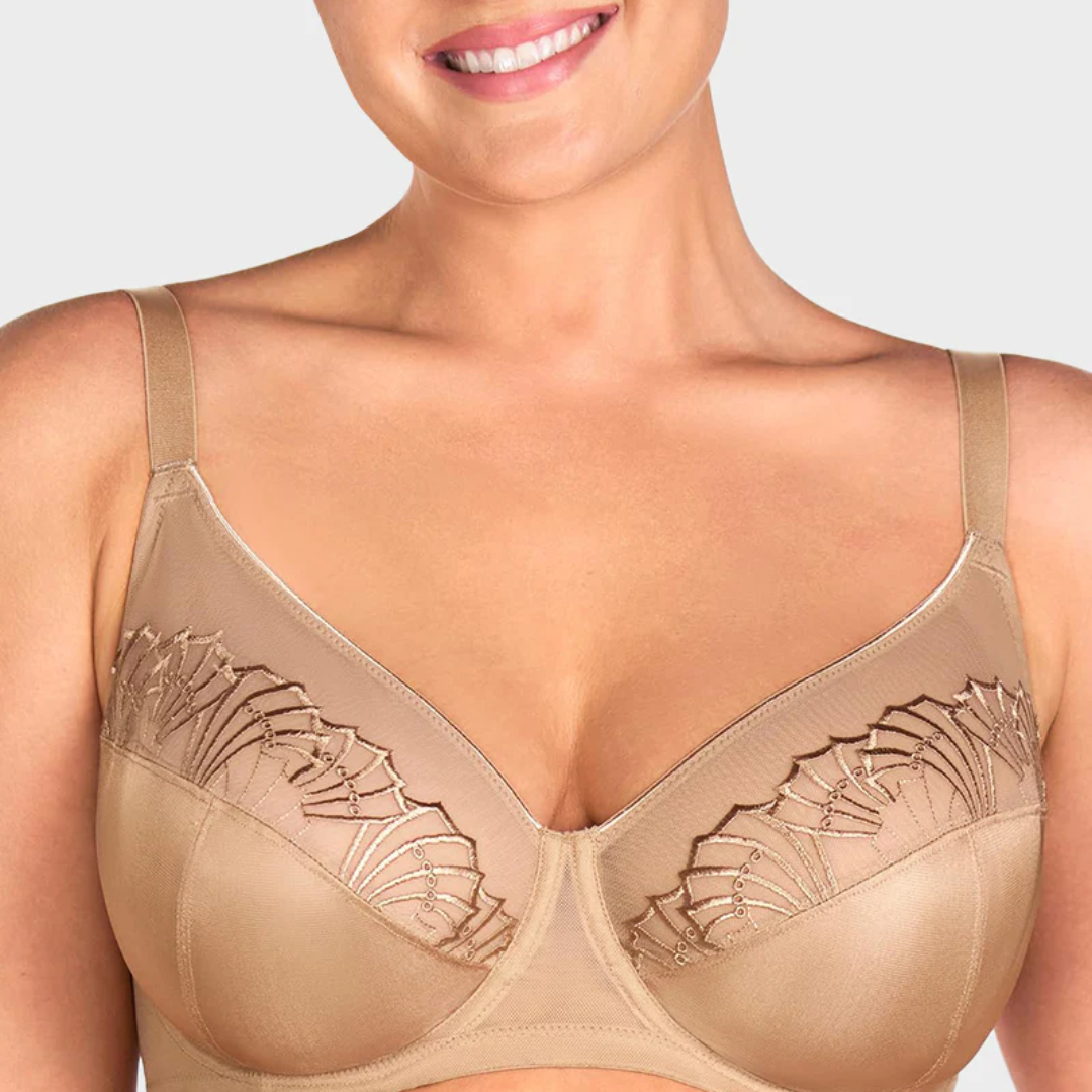 Plus-Size Pearl Shimmer Lace Minimizer Bra