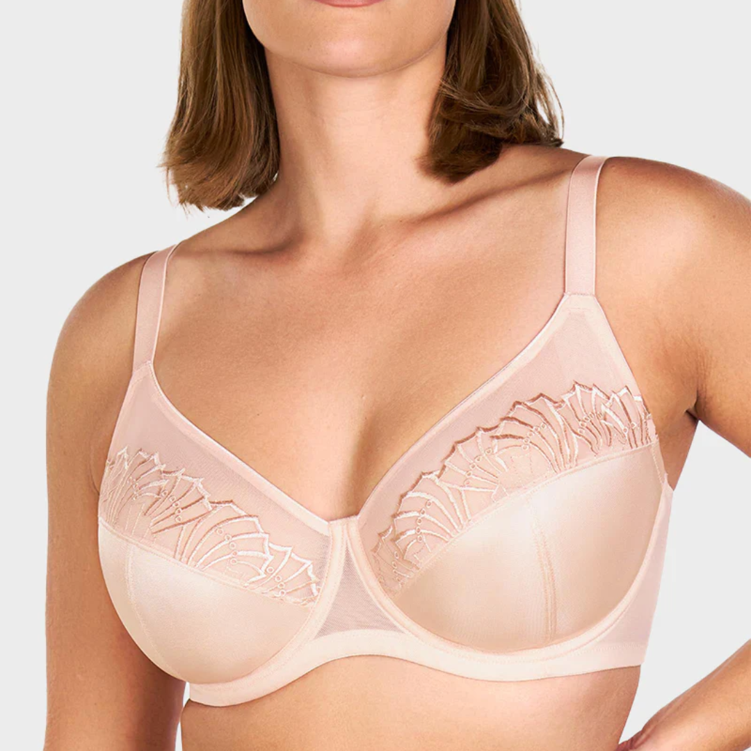 Plus-Size Pearl Shimmer Lace Minimizer Bra